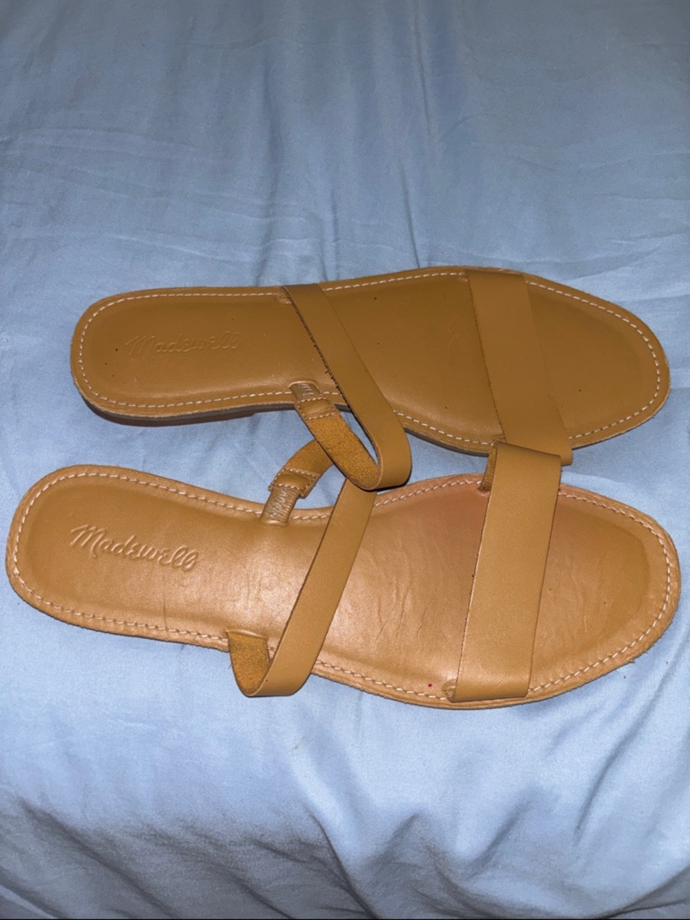 Madewell Cognac Strap Slide Sandals 10